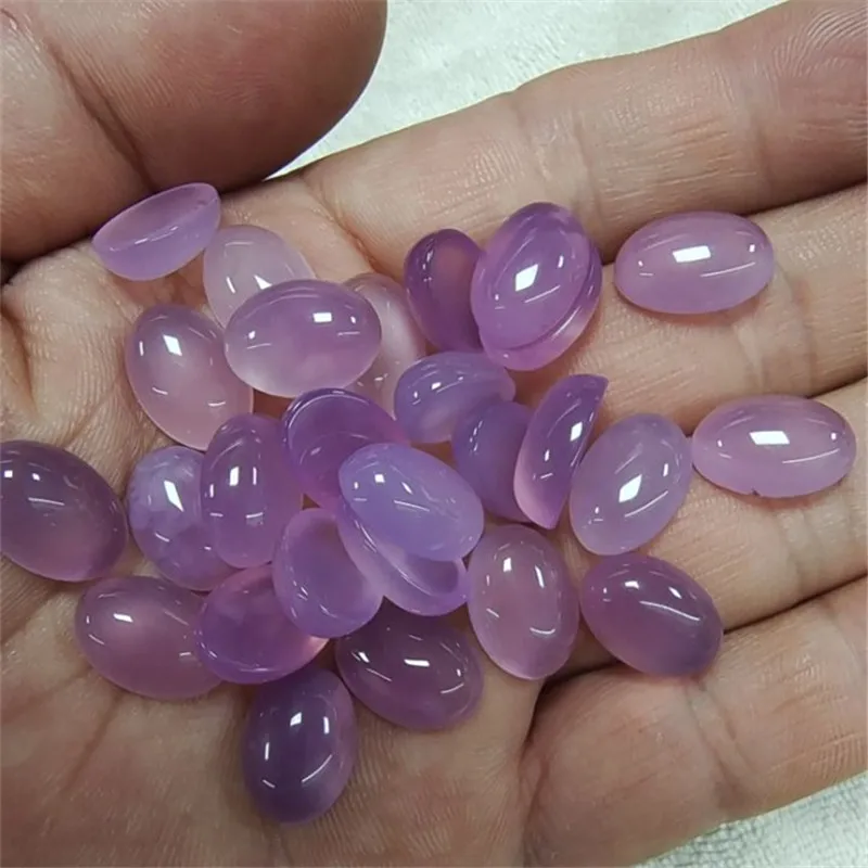 

10PCS Nature Purple Jade Stone Cabochons Oval Shape 8X10MM 10X12MM 10X14MM 12X16MM 13X18MM Natural Semi Precious Beads DIY Parts
