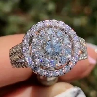 classic round crystal rhinestone shaped wedding ring full bling iced dazzling aaa cz for women engagement jewelry