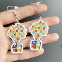 new childrens acrylic earrings colorful balloon house earrings novelty beautiful lovely rainbow earrings the best gift for her