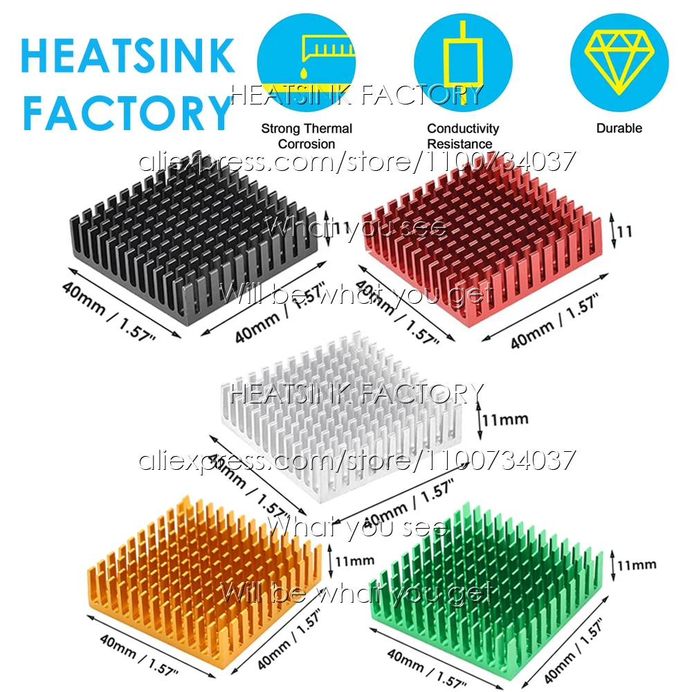 

40x40x11 мм квадратные зигзагообразные алюминиевые штырьковые плавники радиатор охлаждения радиатора охлаждения для быстрой мощности ЦП IC транзисторный модуль PCB