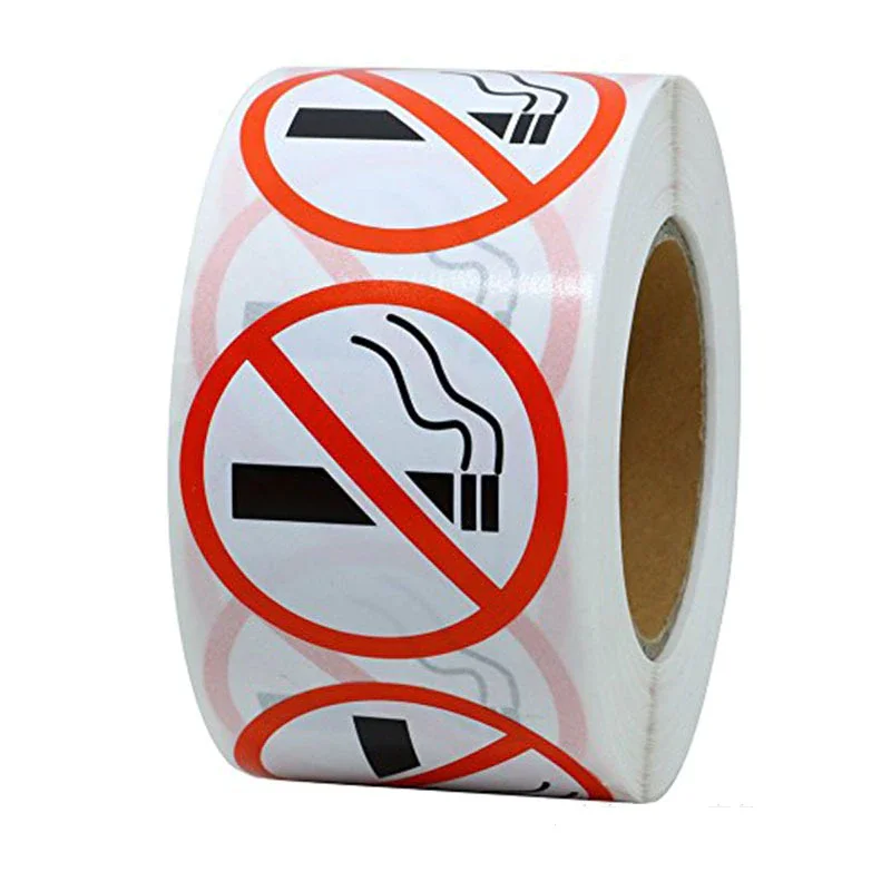 

Stickers 500pcs/roll Danger Sticker art paper Funny No Smoking Warning Decal wholesale Superior quality