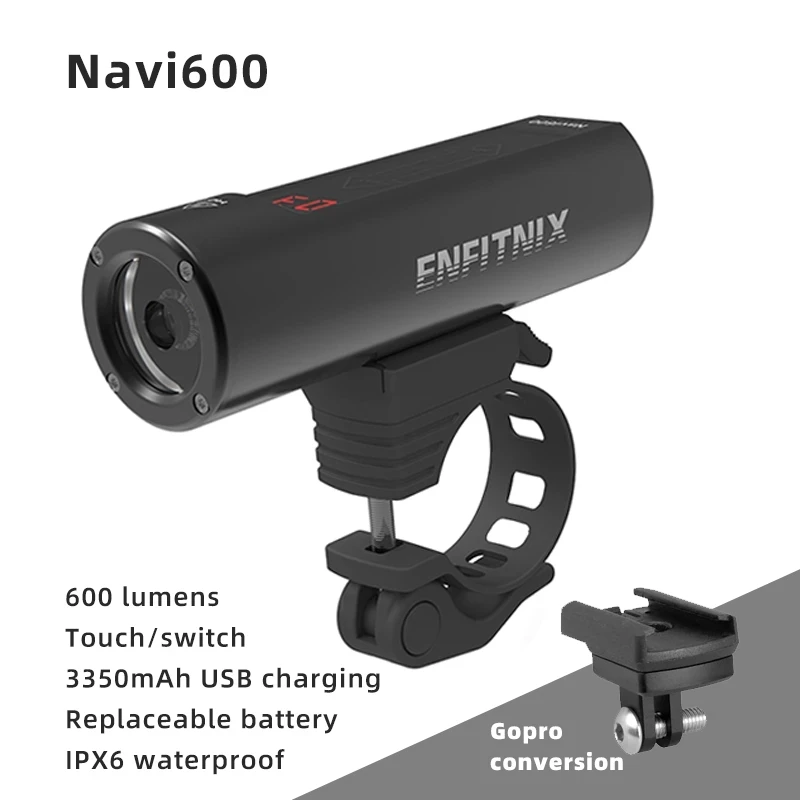 ENFITNIX Navi600 Bicycle Smart Touch Slider Control Headlight USB Rechargeable Road Mountain Cycling Bike Smart Riding Taillight