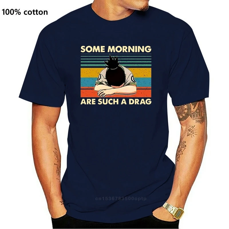 Футболка мужская черная хлопчатобумажная с надписью Nara Shikamaru each Morning Are такая Drag |