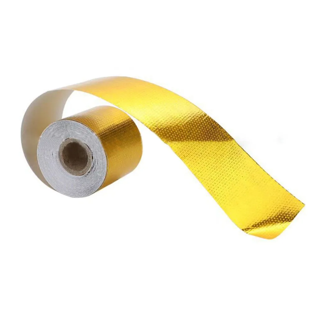 

1 Roll Heat Shield Wrap Tape Gold Thermal Exhaust Tape Air Intake Heat Insulation Shield Wrap Reflective 2021 Fiberglass