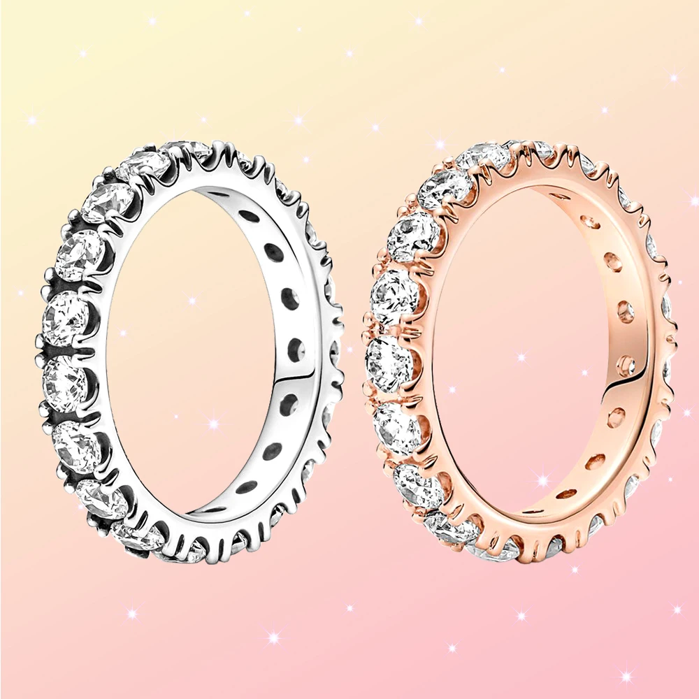 Pandora-Bague en Argent S925 pour Femme, Diamant Kling, Bague NucleoEternity, Bijoux Classiques de Luxe pour Travailleurs, Cadeau de ixd'Anniversaire