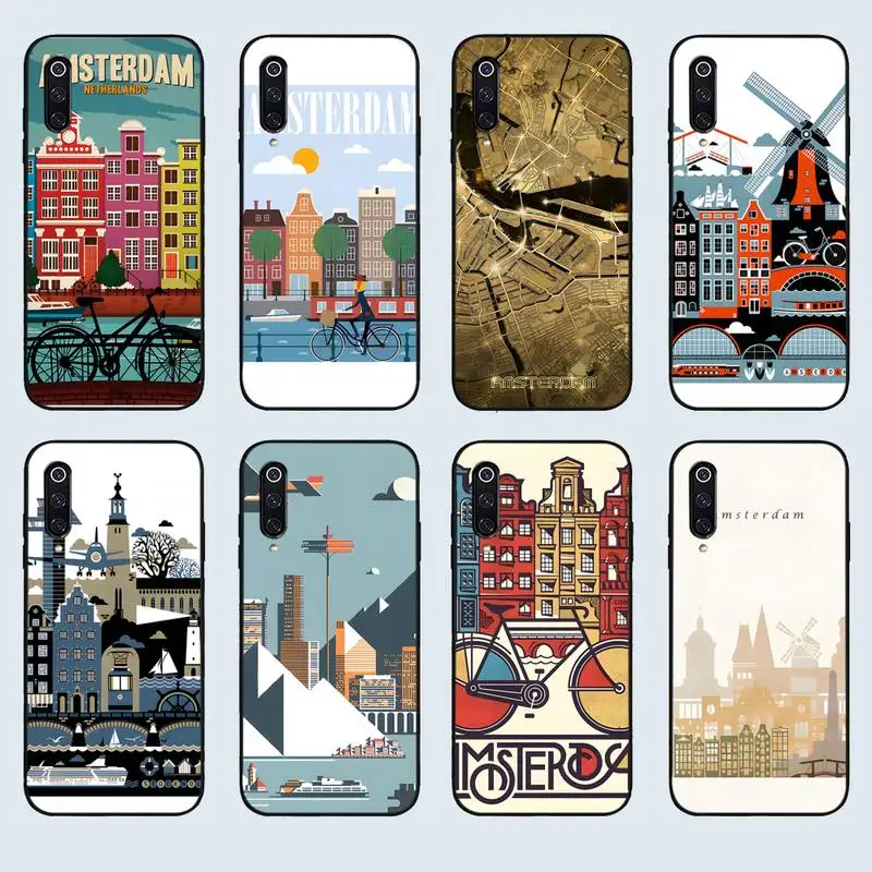Чехол для телефона "Amsterdam City Poster" для Xiaomi Redmi Note 11 10 9 8 6 Pro 10T 9S 8T 7 5A 5 4 Silicone Funda Shell Mobile Accessorie on.