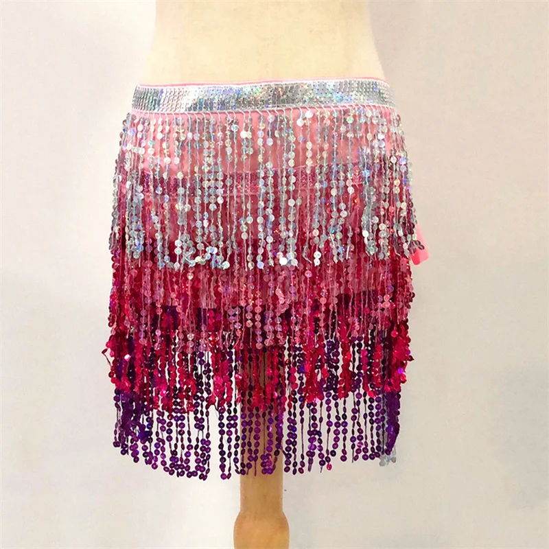 

Dance Hip Skirt Sequins Fringe Skirt Tassel Lady Women Belly Dance Hip Scarf Accessories Rave Skirt For Women Adult Dance Wear