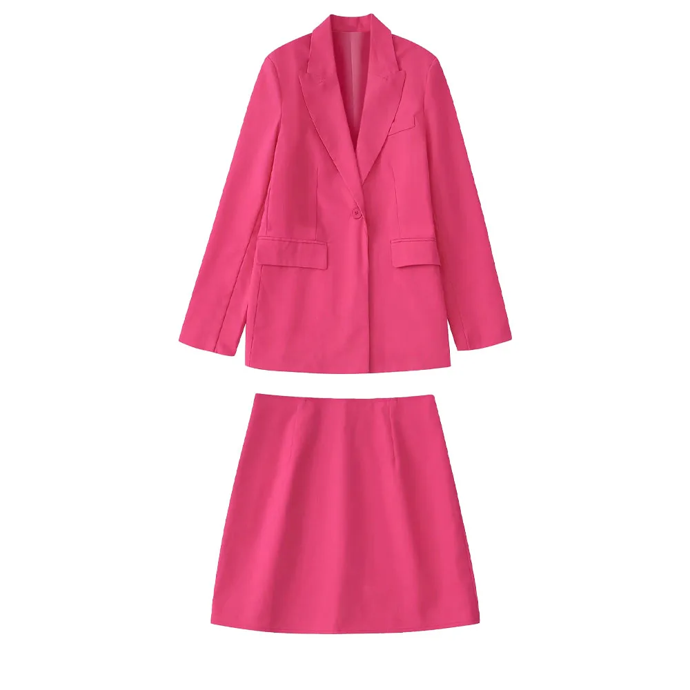 

Женский винтажный Блейзер на пуговицах, офисный Блейзер розово-красного цвета с накладными карманами и длинным рукавом, верхняя одежда, Сти...