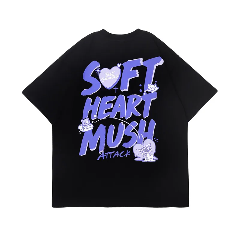 

Men T Shirt Hip Hop Streetwear Tops Harajuku Cartoon Letter Print Tshirt Casual Cotton New Summer Short Sleeve Oversized T Shirt