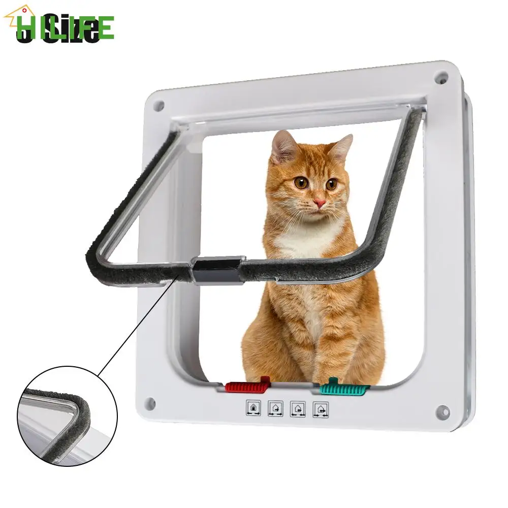 

Защитные ворота для кошек и щенков, маленькие товары для домашних питомцев С 4-ходовым замком, откидная дверь из АБС-пластика