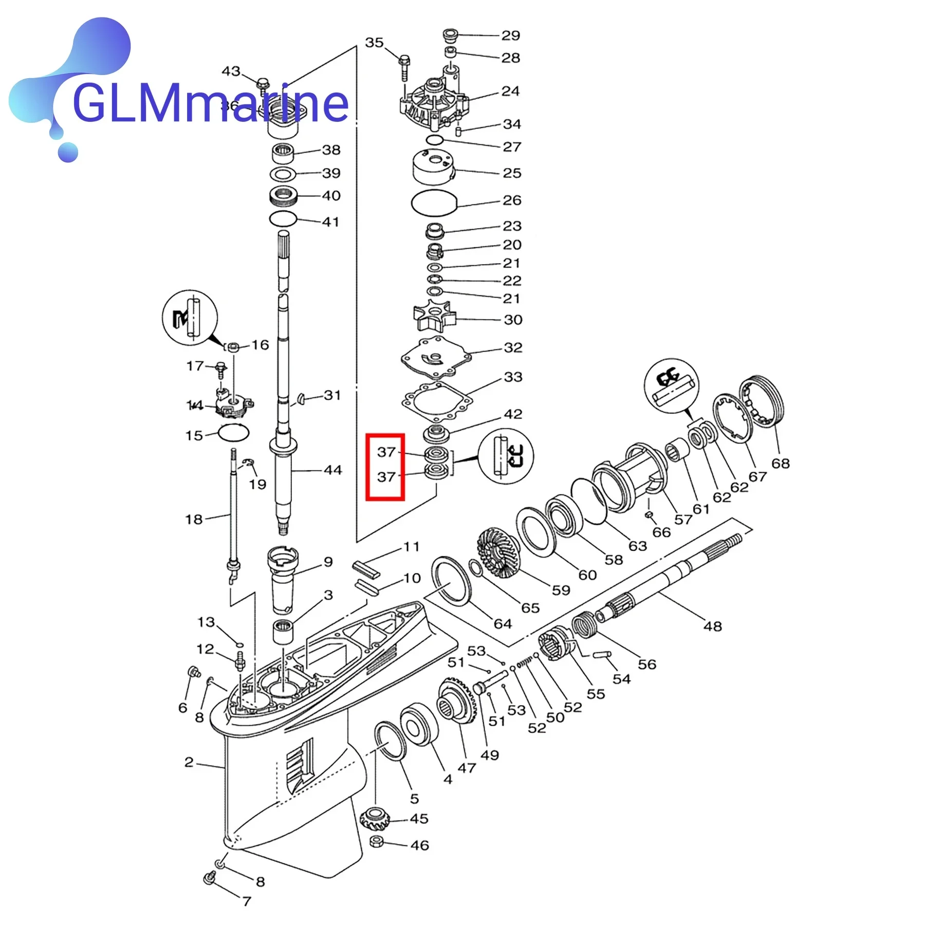 2 шт. сальник 93101-28M16-00 для подвесного двигателя Yamaha 75 90 115 130 150 175 200 225 250 300 HP 1984-2023