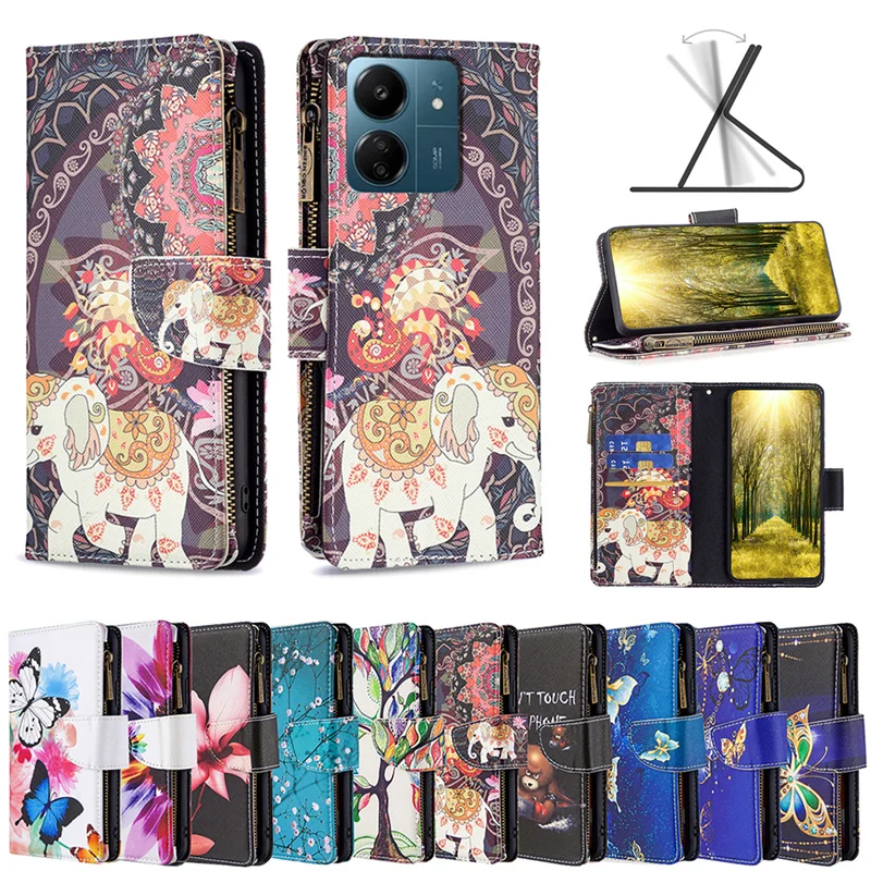 Окрашенный кожаный флип-чехол для Xiaom Redmi 13C 4G