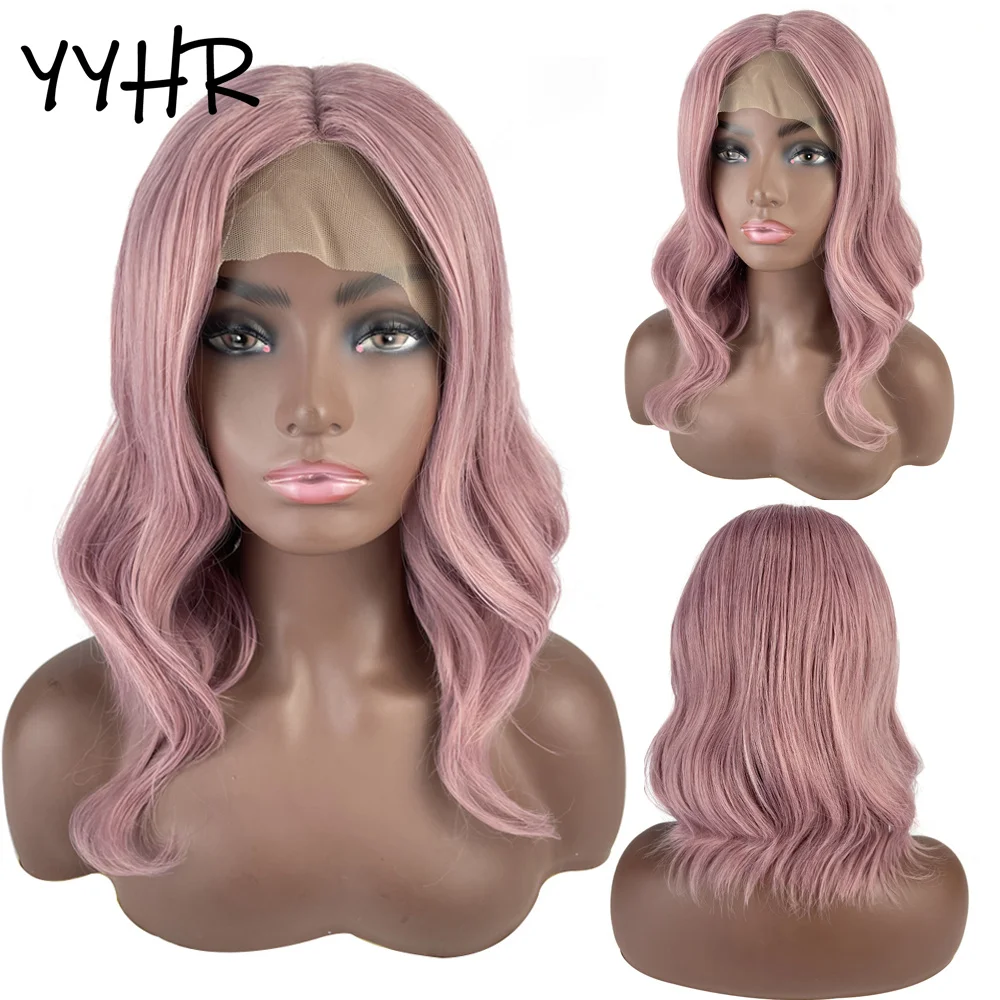

Hot Sell Cosplay Synthetic T Part Lace Wigs Dark Pink Natural Short Wave Curl Fashion Bobo 13X4 4X1 Lace Wigs for Black Women