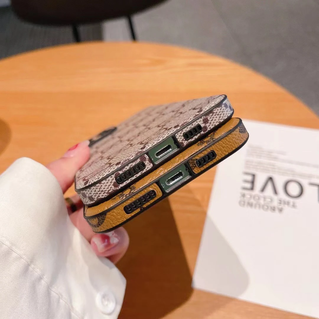 

NEW Luxury Brand design leather phone case For iphone 13 pro max Case 12 11 Pro max Cover XS MAX 7 8 plus X with gift