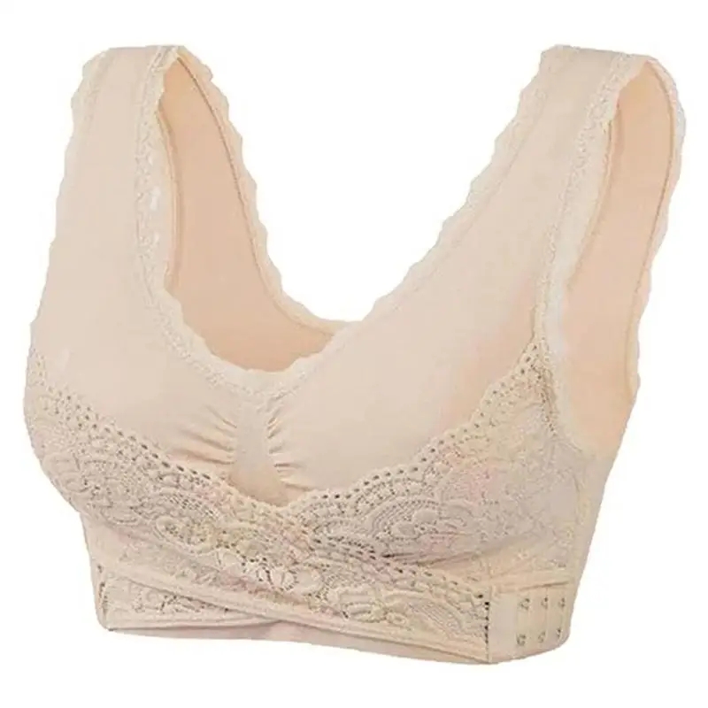 

Yoga Sports Bra Wirefree Cross Side Buckle Lace Lingerie With Removable Padding Women's Bras For Exercising Home Gym Sleep And