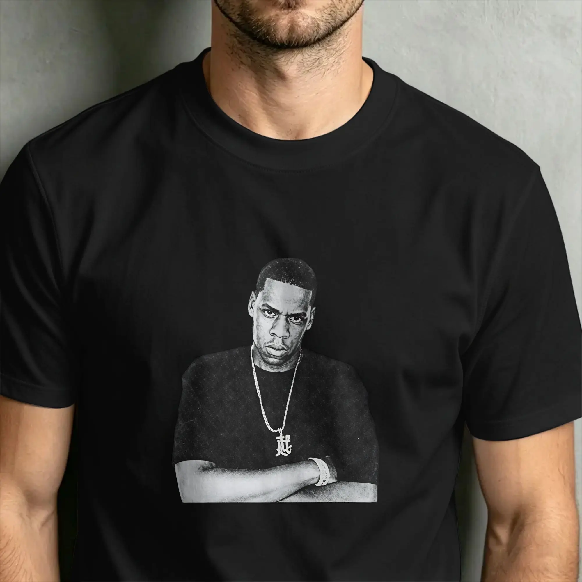 Фото Футболка Jay Z из чистого хлопка для мужчин, летняя винтажная футболка с круглым вырезом, модные футболки оверсайз, оптовая продажа одежды. №4