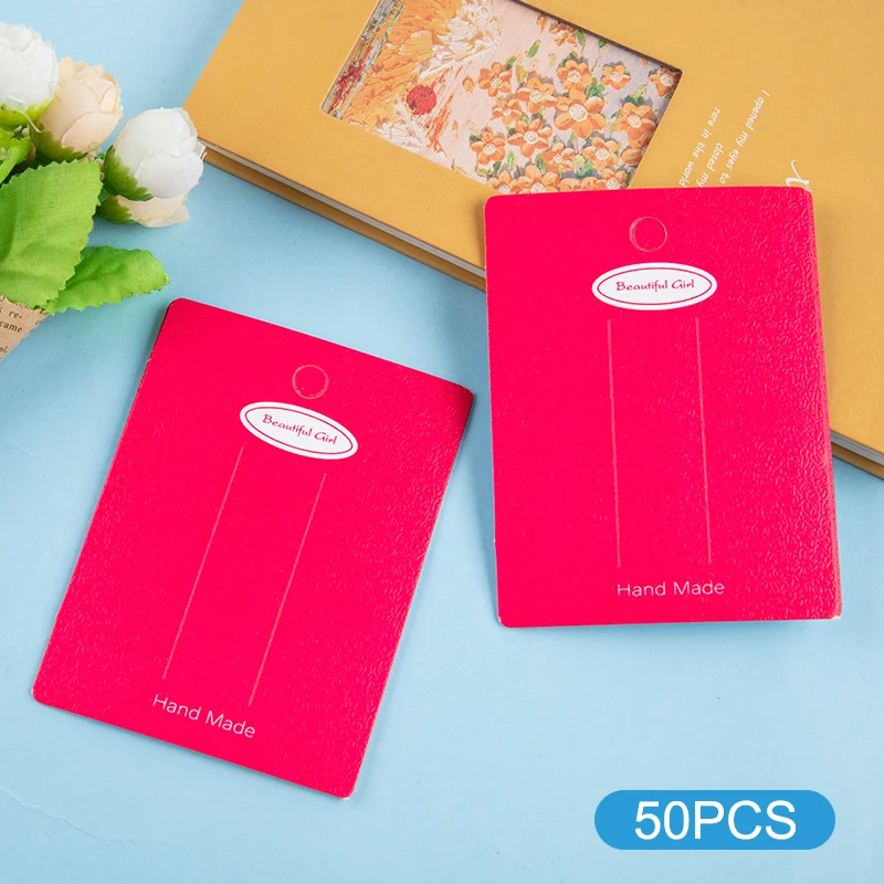 

50 PCS Rose Red Children's Hair Accessories Packaging Paper Card DIY Handmade Hair Clip Hair Band Jewelry Packaging Label Card