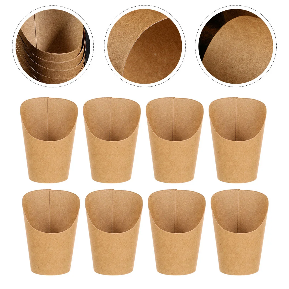 

50 Pcs Snack Container Fried Chicken Holder Brown Paper Cups Paper Dessert Cup Brown Basket French Fry Box Carton Chip Cup