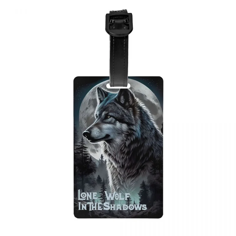 

Custom Animal Wolf Luggage Tag With Name Card Privacy Cover ID Label for Travel Bag Suitcase