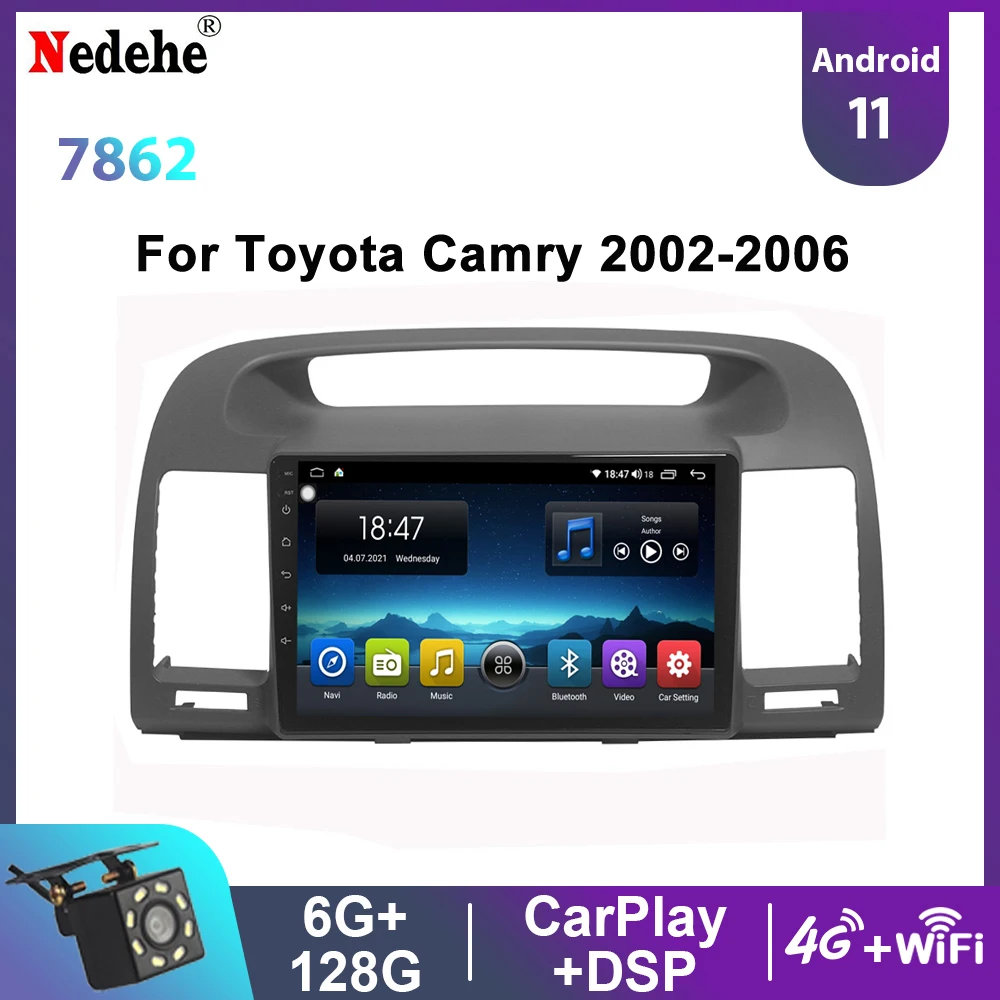 9 inch Car Radio Stereo 2 Din Android 11 For Toyota Camry 2002 2003 2004 2005 2006 Auto Audio GPS Multimedia Player Carplay DSP