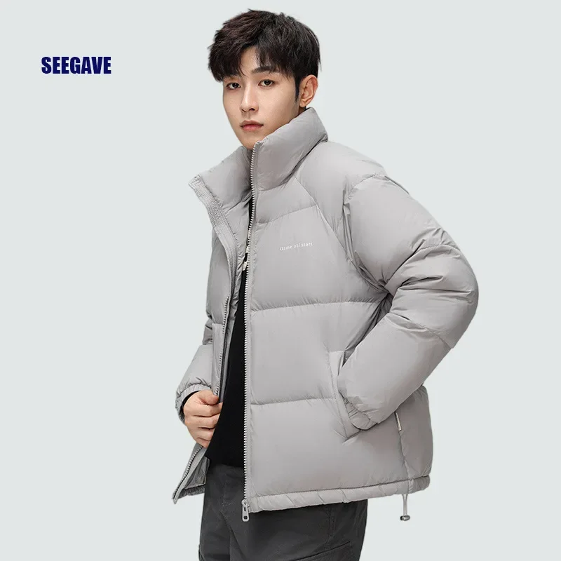 Мужской зимний укороченный пуховик свободная куртка-пуховик с
