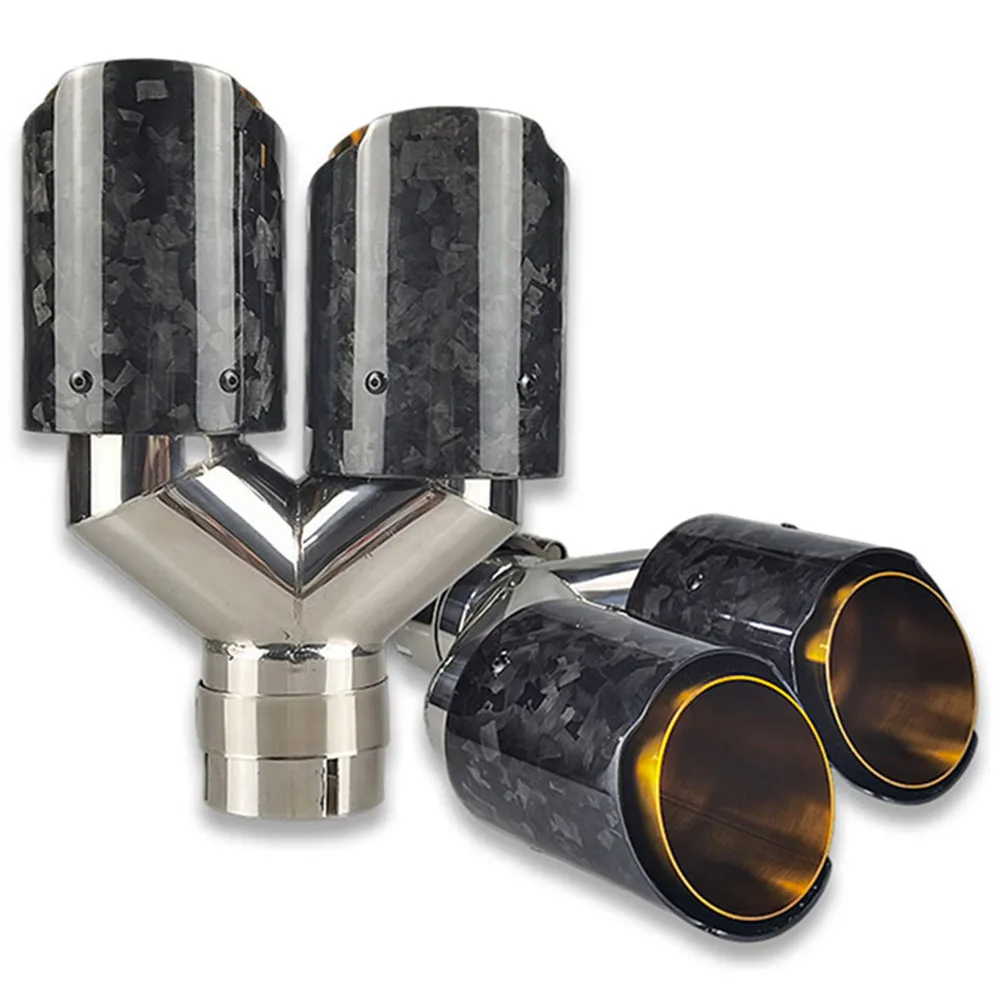 

High Quality Car Accessories Forged Carbon Fiber Muffler Tip Exhaust Pipe Tip Nozzle Decoration Bluing Outlet Stainless Steel