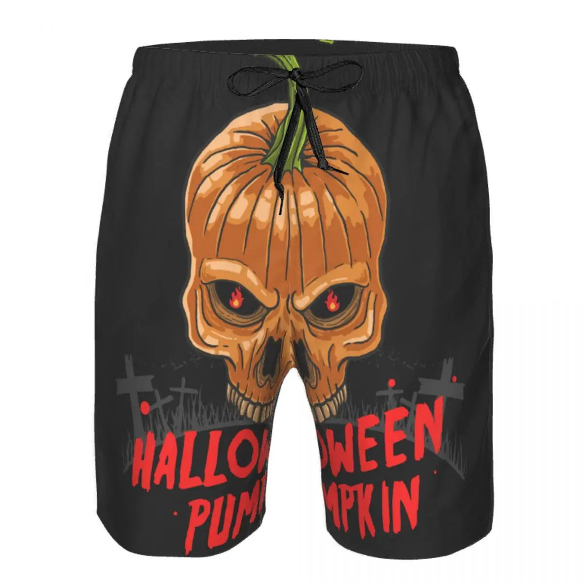 

Быстросохнущие летние мужские купальники, пляжные трусы для мужчин, Короткие трусы для Хэллоуина, Череп, тыква, кошмар, иллюстрация, пляжная...