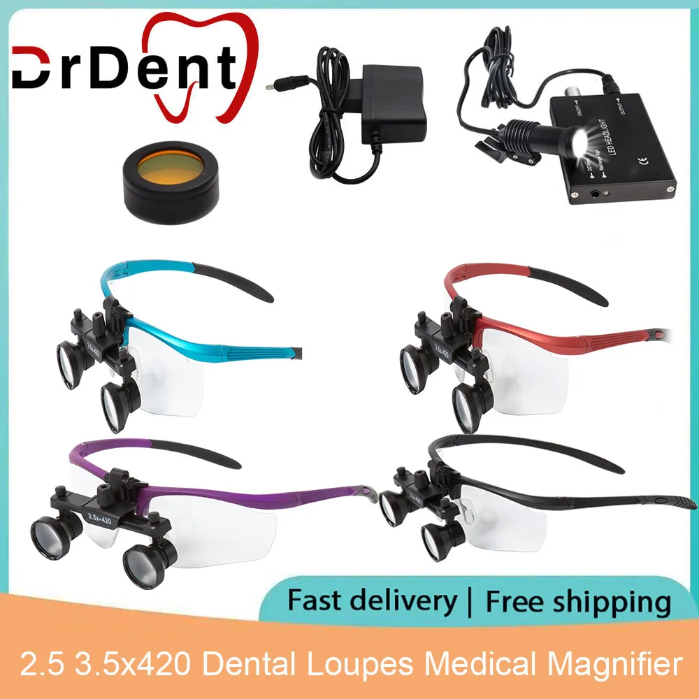 

Headlamp for Dental Loupes Lab Medical Surgical Magnifier Magnification Binocular Headlight with Battery Plug 3W 5W Filter Clip