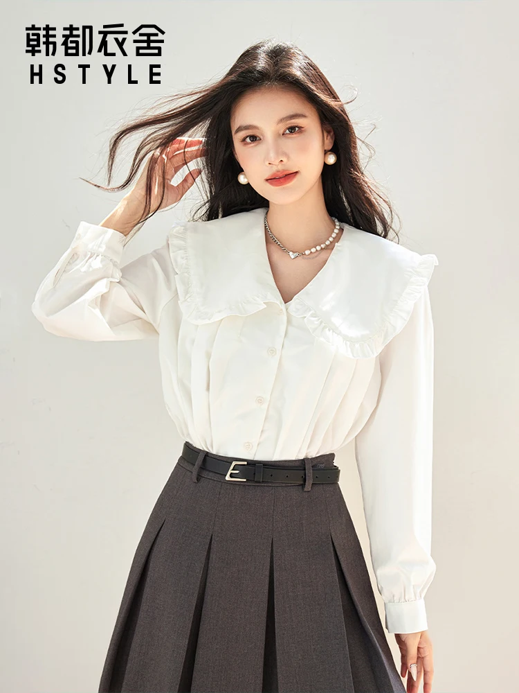 Handu Clothing House белые рубашки с кукольным воротником во французском стиле женские