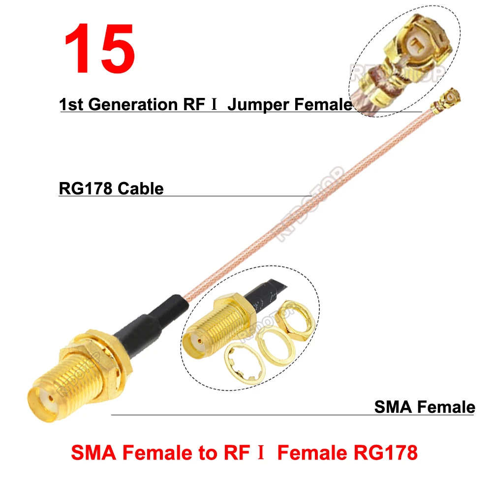 RFDOTOP Кабель RF переходник SMA male/female на uFL/IPX/MHF1 female RG178
