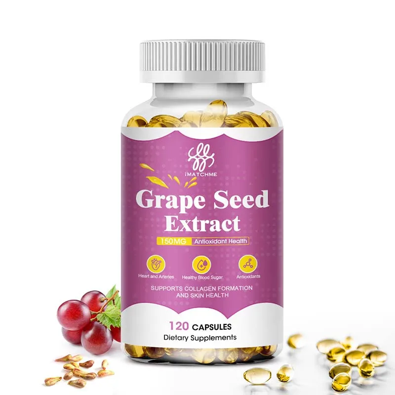 

Organic Grape Seed Capsules Supports Heart and Liver Health, Boost Immune Antioxidant Eyes Protect Anti-aging Beauty Health Diet