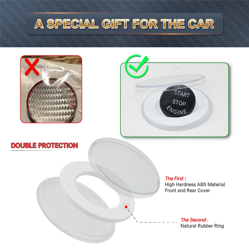 Углеродное волокно кнопка запуска и остановки двигателя автомобиля наклейка на