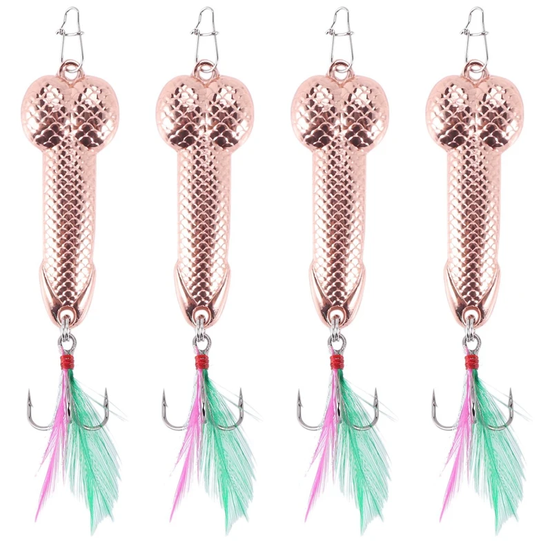 

4Pcs Fishing Lures Tackle Hook Dick Spinner Spoon Pike VIB Wobble Tackle Hook(Rose Gold 21G)