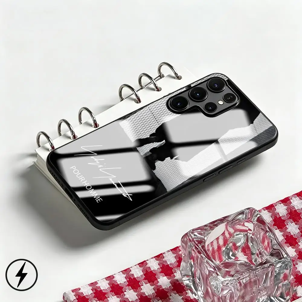Фото Элитный чехол для телефона Yohji Yamamoto для Samsung S26 S25 S24 S23 S22 S21 S20 Plus Ultra Note20, стеклянный магнитный чехол №4