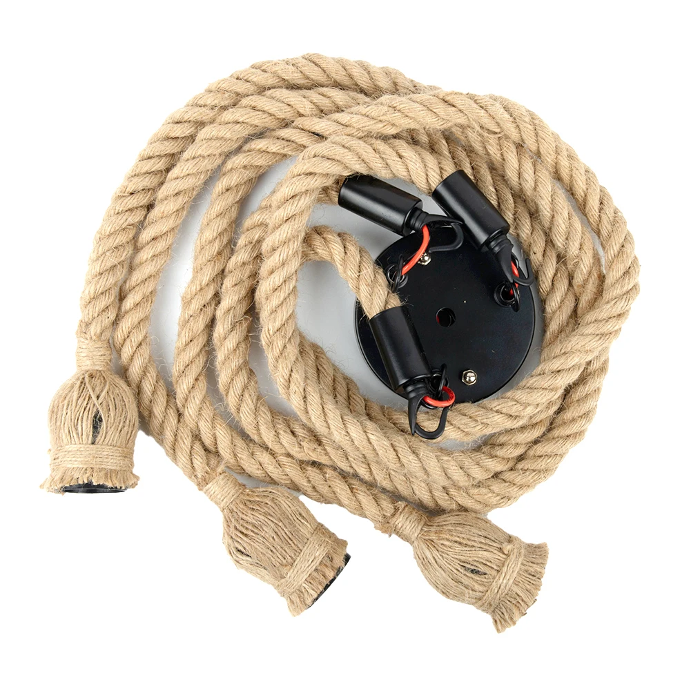 

Triple E27 Hemp Rope Chandelier Industrial Style Lighting with Rustic Appeal DIY Decoration Retro Decorations for Homes and Bars