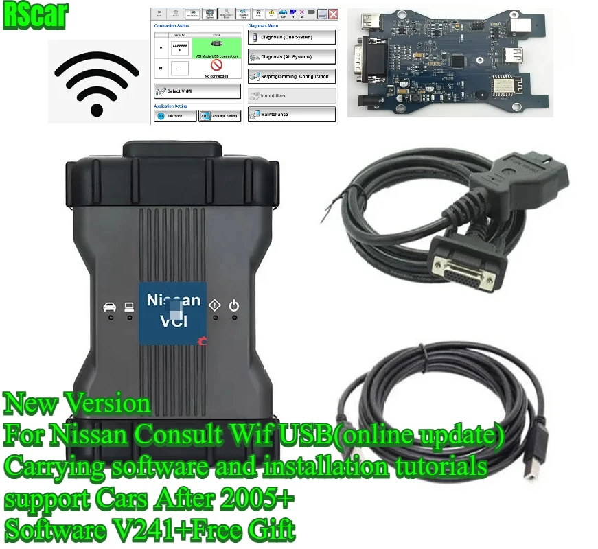 Фото Новый для Nissan VCI для Consult 3 Consult Plus USB WIFI OBD2 VCI Key Programming V241 для Infiniti Иммобилайзер замена Consult3 4 №1