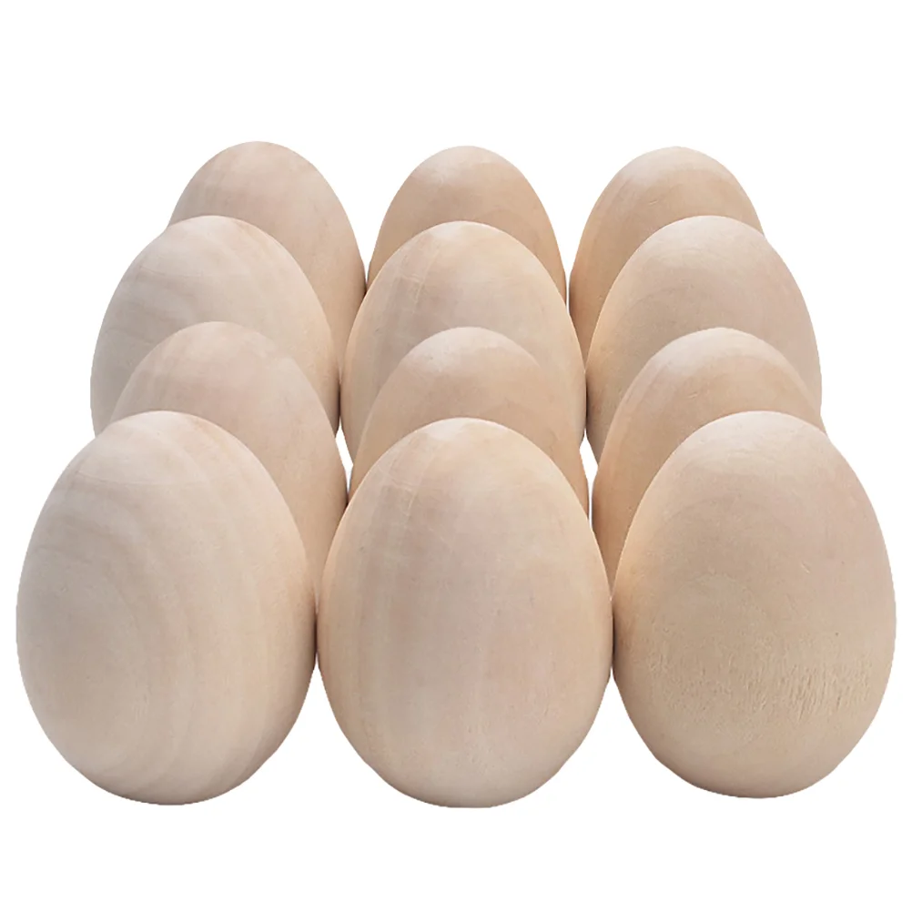 

12pcs Unfinished Wood Craft Eggs Wooden Eggs for Crafts and Egg Ornaments
