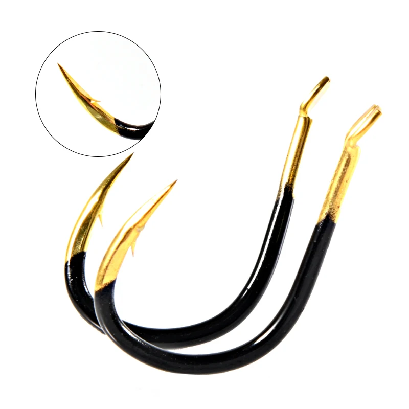 

10 Pcs Single Fishhook Fishing AccessoriesTackle Barbed Colored Cool Black Gold Double Slotted Barb Bulk Hook
