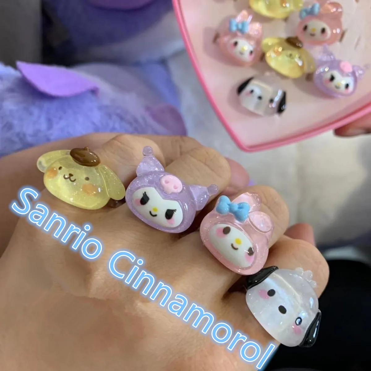 

Sanrio Ring Kuromi Ring Mymelody Ring Cinnamorol Ring Onpompurin Ring Hello Kitty Ring Kawaii Cartoon Princess Ring