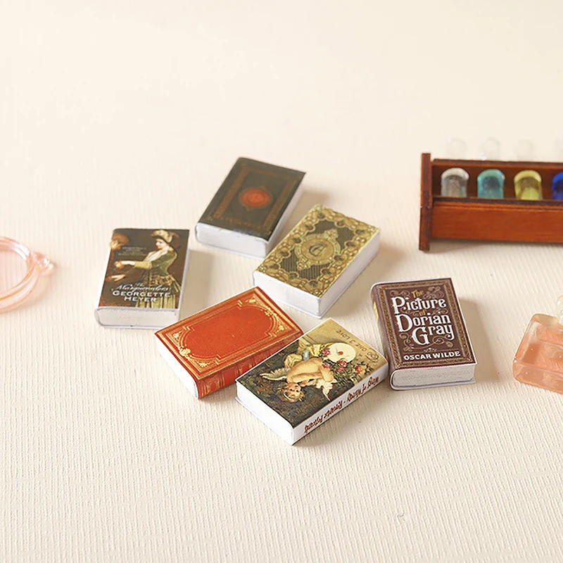

6Pcs 1:12 Dollhouse Miniature Book Small Books Mini Model Kids Pretend Play Toys Doll House Accessories