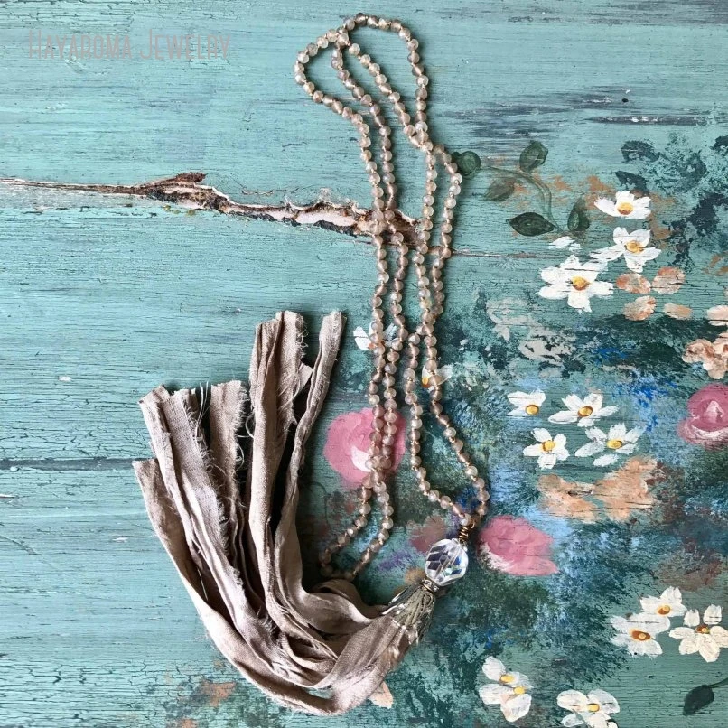 10 шт. простое обтягивающее сари в стиле потертого бохо шелковое ожерелье с