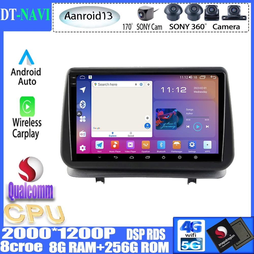 

Qualcomm Android13 For Renault Clio 3 CLIO 3 2005 - 2014 Car Radio Stereo Multimedia Player Navigation GPS WIFI Carplay No 2din