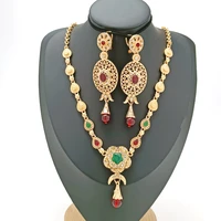 new moroccan bride jewelry earrings necklace set gold plated rhinestone necklace nigeria necklace ethiopian women jewelry