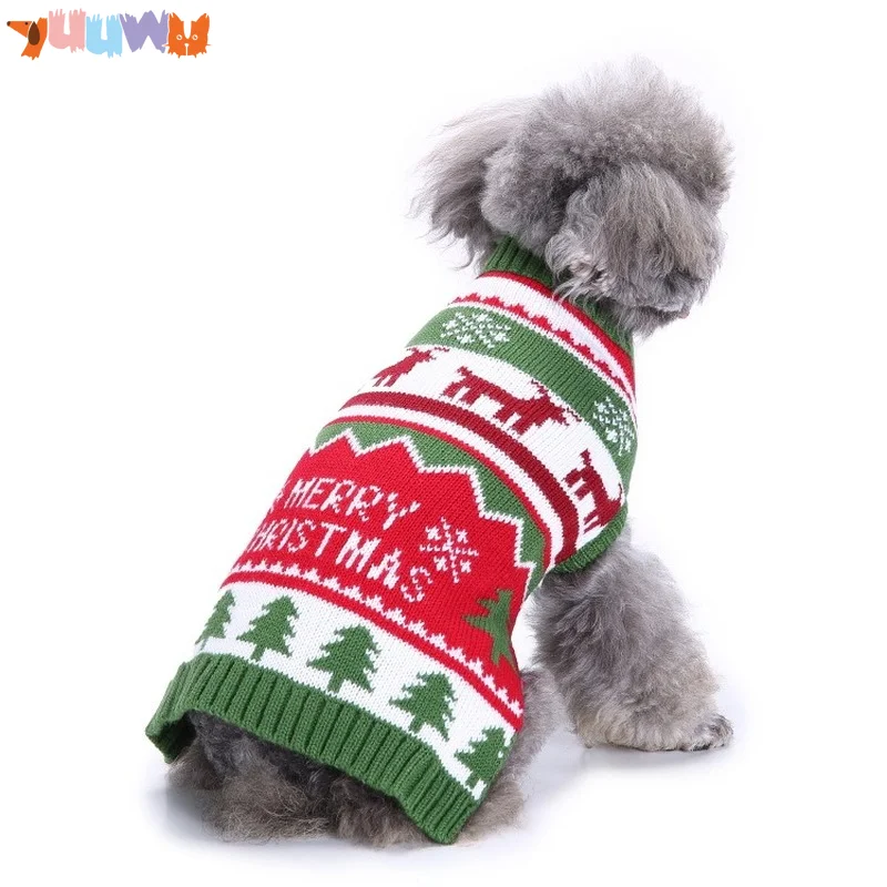 

Dog Winter Clothes Knitted Pet Clothes for Small Medium Dogs Chihuahua Puppy Pet Sweater Christmas Snowflake turtleneck Sweater