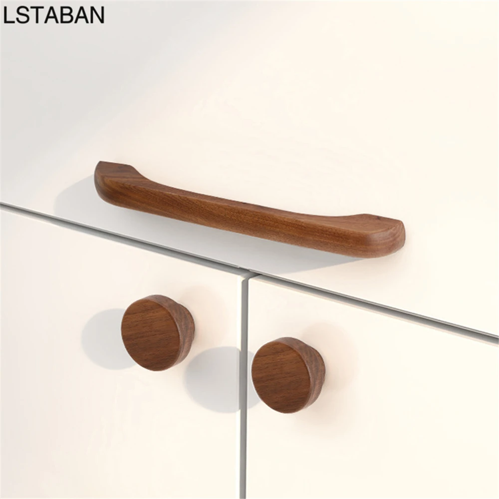 Ручки шкафа из цельного дерева ореха деревянная мебельная дверная ручка бука