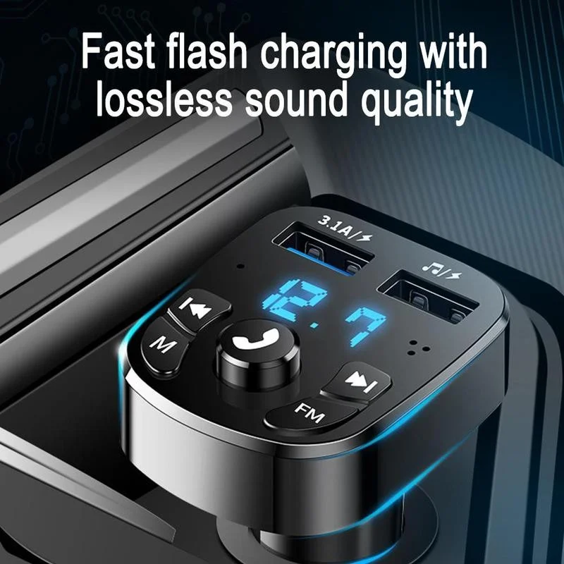 dual usb car charger 5 0 fm transmitter bluetooth wireless car handfree 3 1a mp3 music tf card u disk aux player fast charger free global shipping