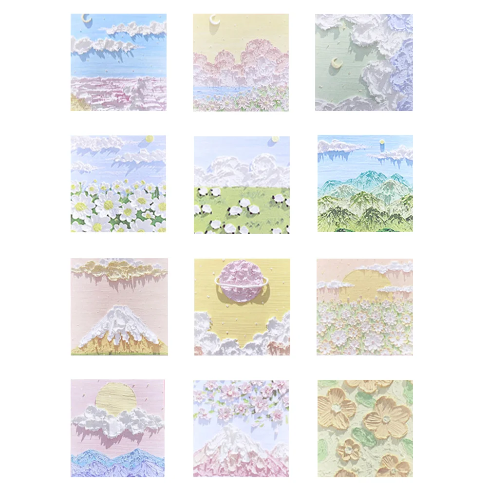 

24Pcs Oil Painting Notepads Tearable Memo Pads Adhesive Note Paper
