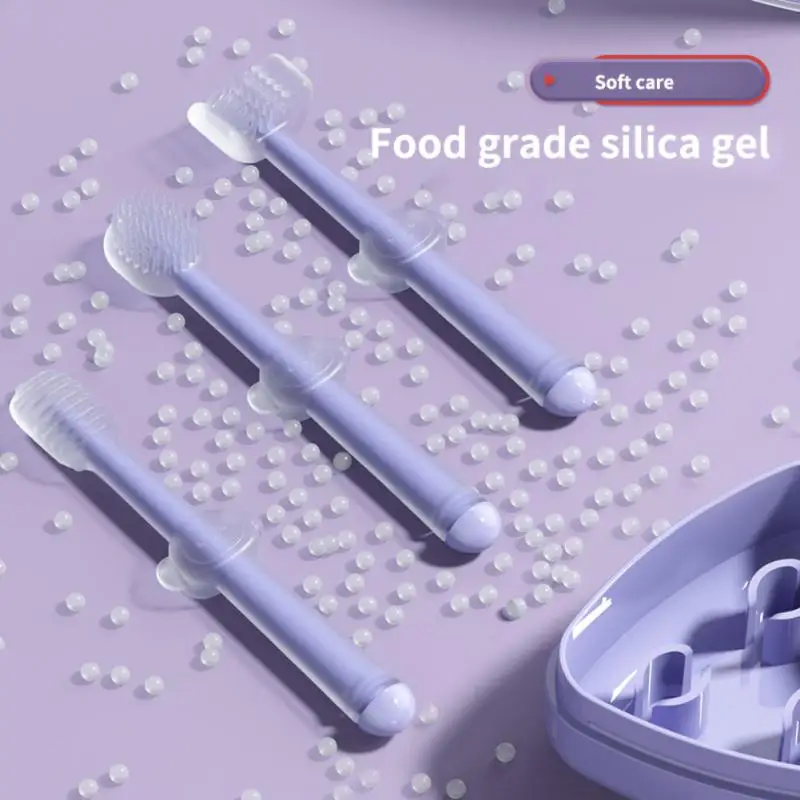 

Tongue Coating Brush Baby Silicone Toothbrushes With Cover Toothbrush Newborn Tongue Brush Infant Toddler Oral Care 3pcs Soft