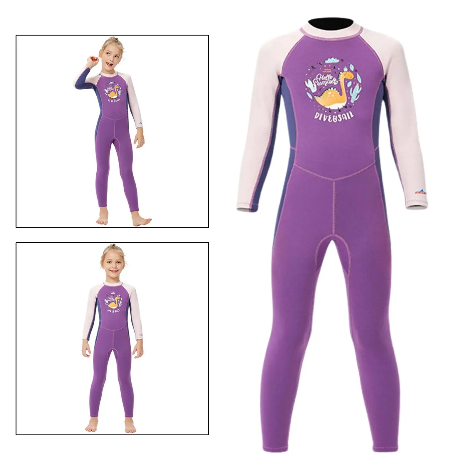 Детский гидрокостюм 2,5 мм с длинными рукавами, сохраняющий тепло и защищающий от УФ-лучей. Застежка на спине. Подходит для каякинга, дайвинга и других активных видов спорта для мальчиков, девочек и малышей.