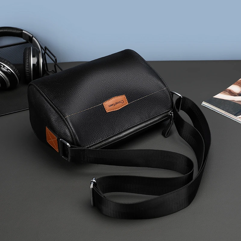 Вместительные однотонные Наплечные сумки на молнии из первого слоя воловьей